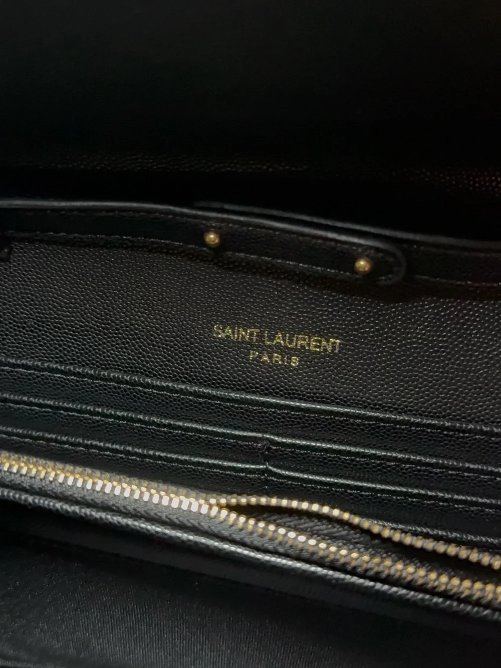 Saint Laurent Black Chevron Quilted Wallet with Gold YSL Emblem - Picture 8 of 8